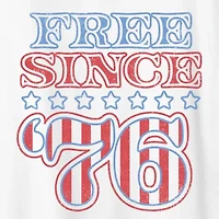 Free Since 76 Womens Crew Neck Short Sleeve Classic Fit Graphic T-Shirt