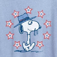 Spike Americana Womens Crew Neck Short Sleeve Classic Fit Peanuts Graphic T-Shirt