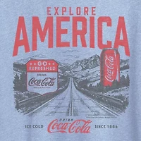 Explore America Coke Womens Crew Neck Short Sleeve Classic Fit Graphic T-Shirt