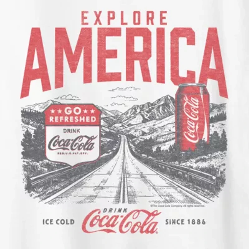 Explore America Coke Womens Crew Neck Short Sleeve Classic Fit Graphic T-Shirt