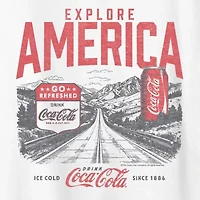 Explore America Coke Womens Crew Neck Short Sleeve Classic Fit Graphic T-Shirt