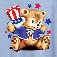 Patriotic Bear Womens Crew Neck Short Sleeve Classic Fit Graphic T-Shirt