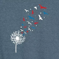 Patriotic Dandelion Birds Womens Crew Neck Sleeveless Tank Top