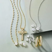 Yes, Please! Womens Lab Created White Sapphire Sterling Silver 2 Pair Earring Set