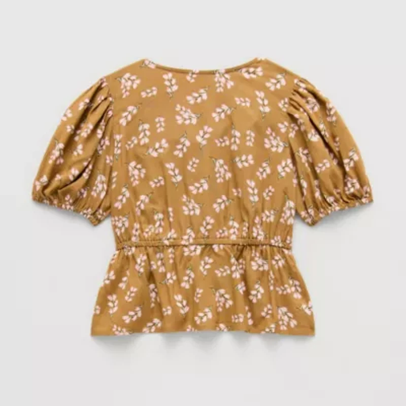 Thereabouts Little & Big Kid Girls V Neck Short Sleeve Blouse