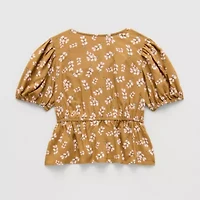 Thereabouts Little & Big Kid Girls V Neck Short Sleeve Blouse
