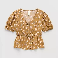 Thereabouts Little & Big Kid Girls V Neck Short Sleeve Blouse