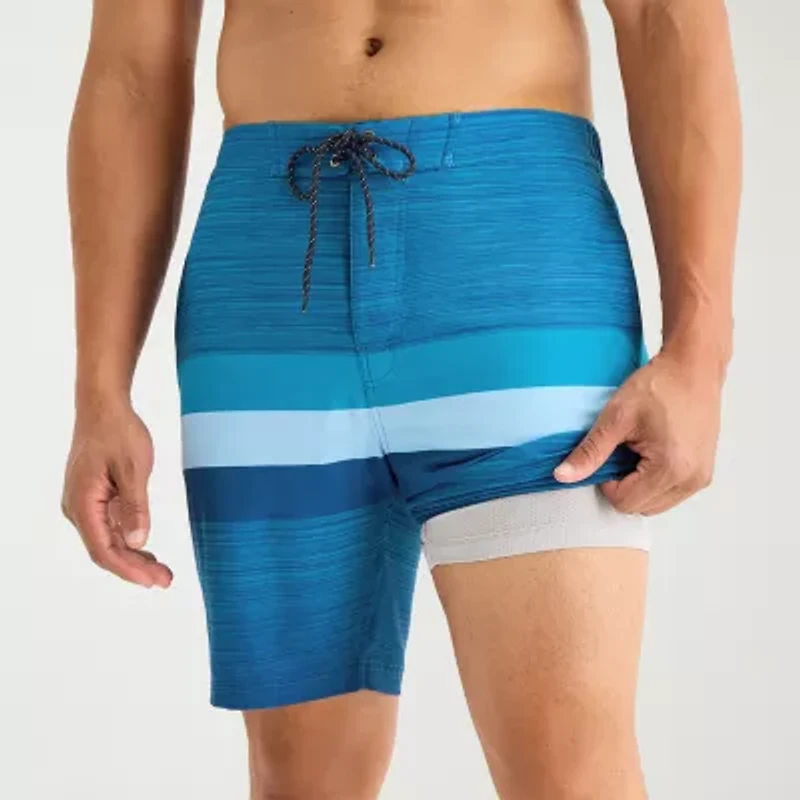 Free Country Seabreeze Stripe Mens Striped Swim Trunks