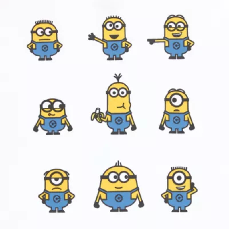 Minions Grid Boyfriend Tee Womens Juniors Crew Neck Short Sleeve Loose Fit Graphic T-Shirt