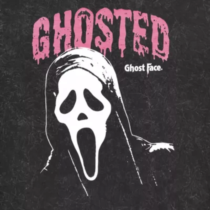 Ghostface Womens Juniors Crew Neck Short Sleeve Oversized Graphic T-Shirt