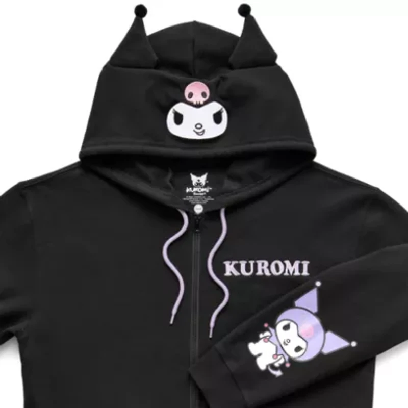 Womens Juniors Long Sleeve Hello Kitty Fleece Zipper Hoodie