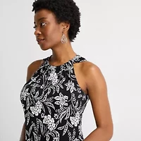 MSK Womens Round Neck Sleeveless Floral Shift Dress
