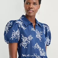 52seven Womens Midi Short Sleeve Floral Shift Dress