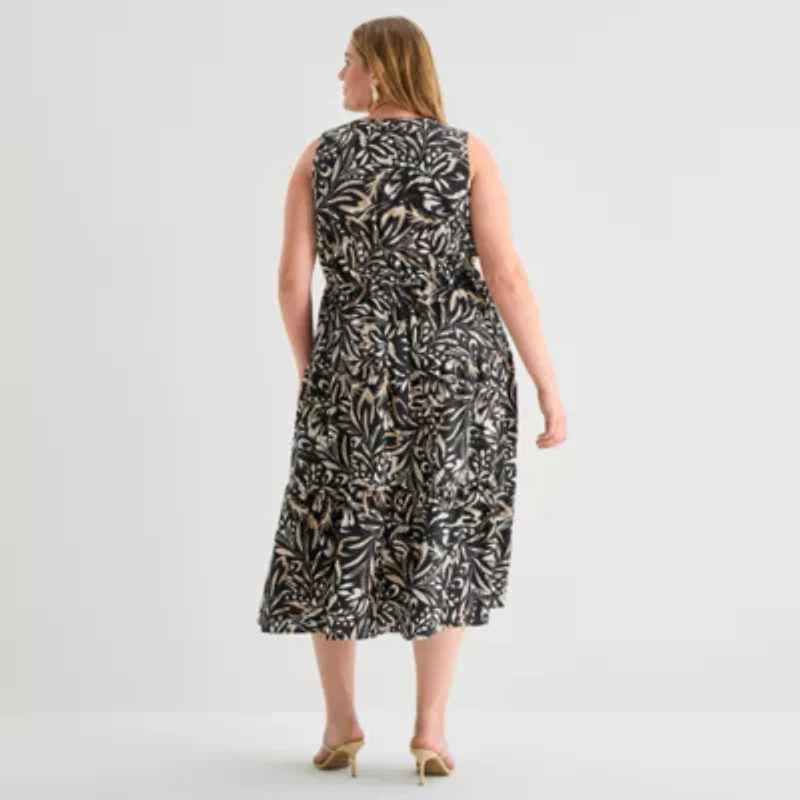 Isabel & Nina Womens Plus V Neck Sleeveless Maxi Dress