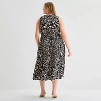 Isabel & Nina Womens Plus V Neck Sleeveless Maxi Dress