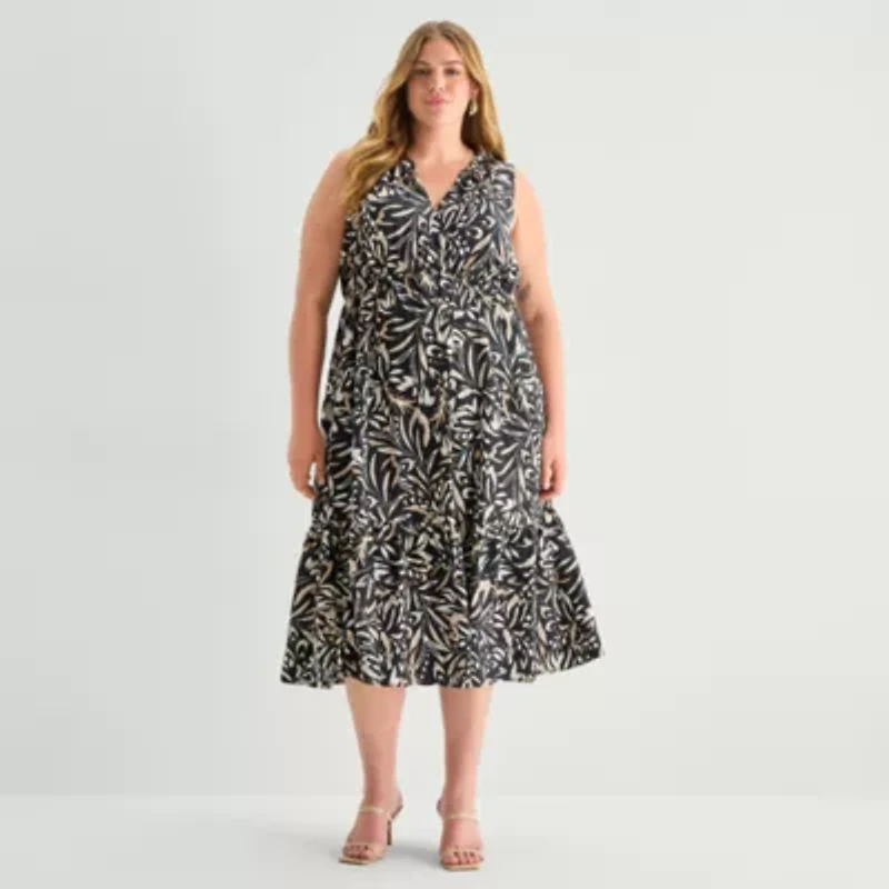 Isabel & Nina Womens Plus V Neck Sleeveless Maxi Dress