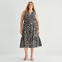 Isabel & Nina Womens Plus V Neck Sleeveless Maxi Dress