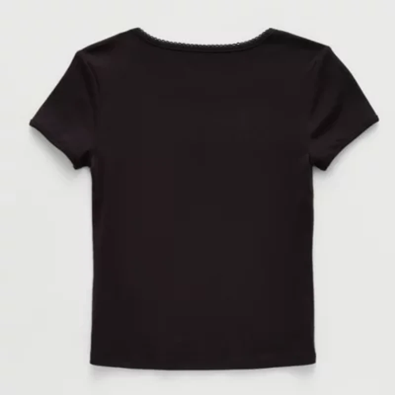 Thereabouts Little & Big Kid Girls Square Neck Short Sleeve Embroidered T-Shirt