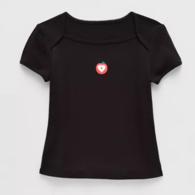 Thereabouts Little & Big Kid Girls Square Neck Short Sleeve Embroidered T-Shirt