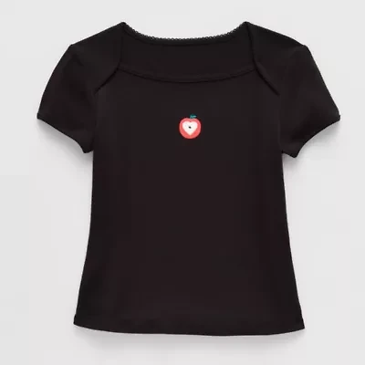 Thereabouts Little & Big Kid Girls Square Neck Short Sleeve Embroidered T-Shirt