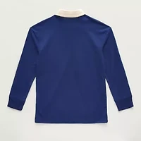 Thereabouts Little & Big Kid Boys Long Sleeve Regular Fit Spread Collar Rugby Shirt