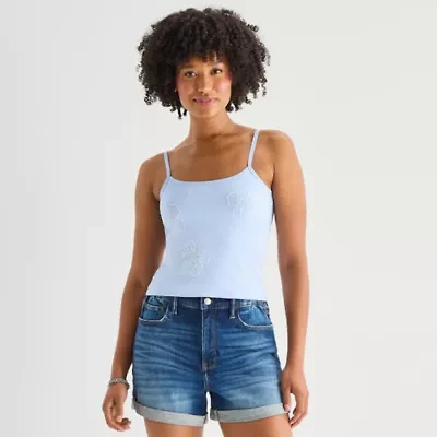 Arizona Womens Juniors Scoop Neck Sleeveless Tank Top