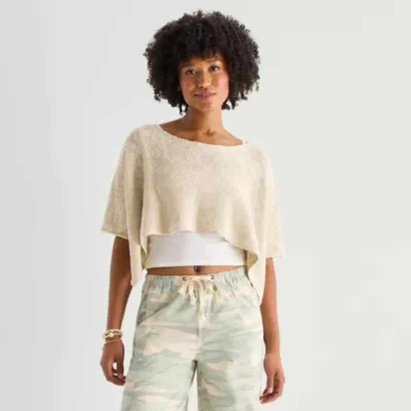 Arizona Womens Juniors Short Sleeve Poncho