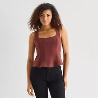 a.n.a Womens Straight Neck Sleeveless Peplum Top