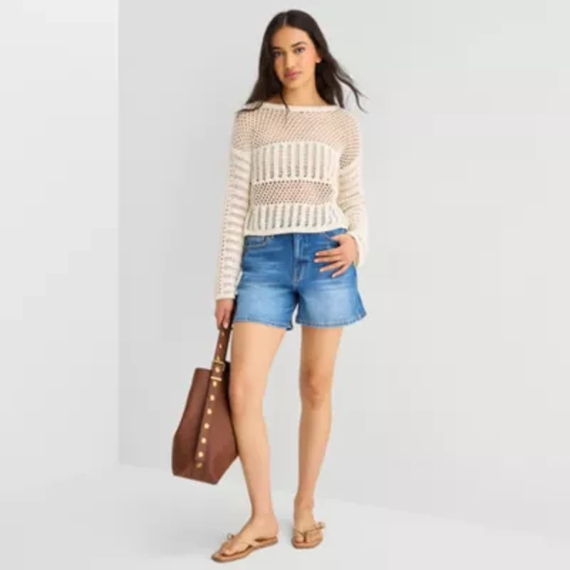 a.n.a Womens Crew Neck Long Sleeve Pullover Sweater