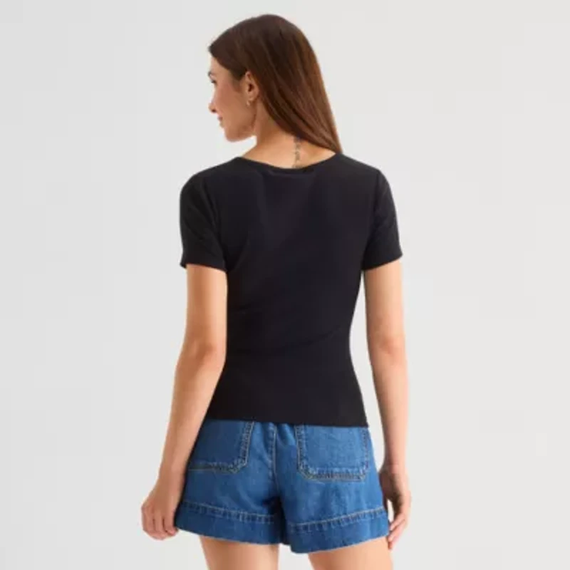 a.n.a Womens Short Sleeve Slim Fit Henley Shirt