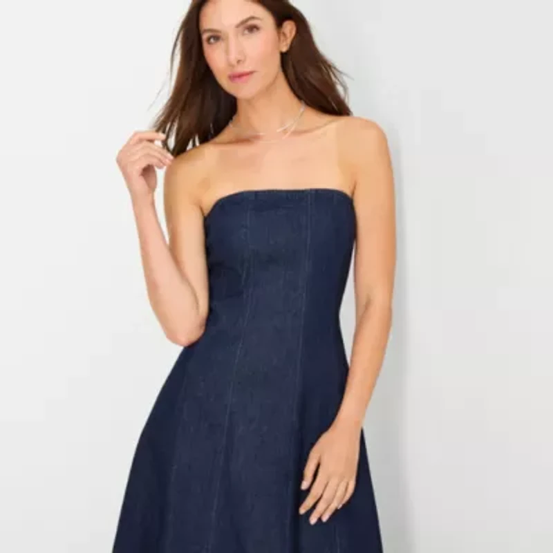 a.n.a Womens Sleeveless Midi A-Line Dress