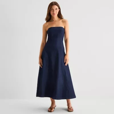 a.n.a Womens Sleeveless Midi A-Line Dress