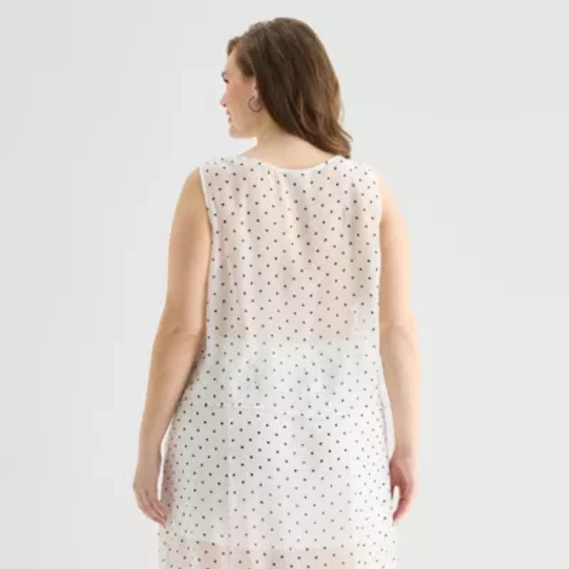 a.n.a Sheer Womens Plus Draped Neck Sleeveless Tank Top