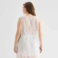 a.n.a Sheer Womens Plus Draped Neck Sleeveless Tank Top