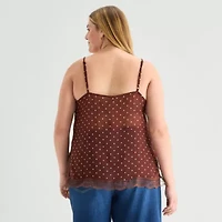 a.n.a Sheer Womens Plus Sweetheart Neck Sleeveless Lace Trim Camisole