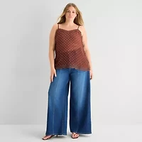 a.n.a Sheer Womens Plus Sweetheart Neck Sleeveless Lace Trim Camisole