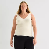 a.n.a Plus Womens V Neck Sleeveless Pullover Sweater