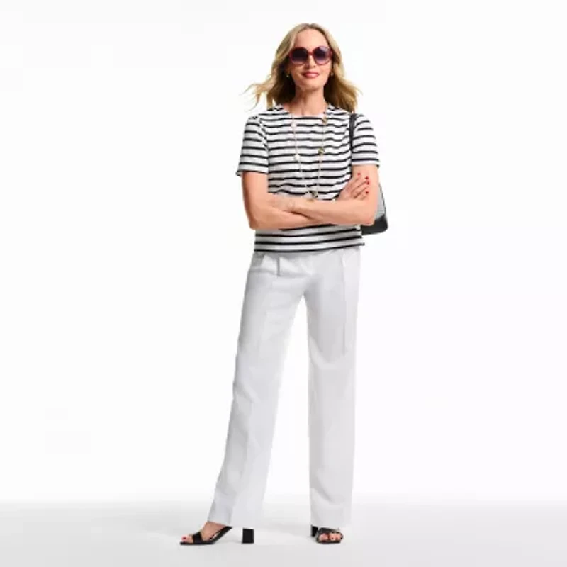 Liz Claiborne Womens Tall Crew Neck Short Sleeve T-Shirt