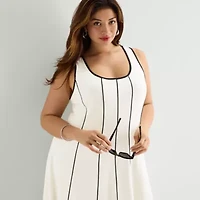 Worthington Womens Plus Sleeveless Midi Fit + Flare Dress