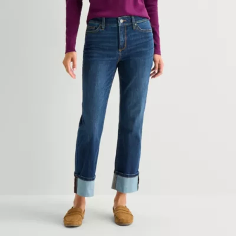 St. John's Bay Womens Tall High Rise Straight Leg Jean