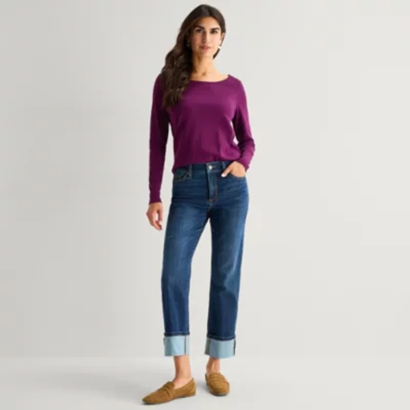 St. John's Bay Womens Tall High Rise Straight Leg Jean