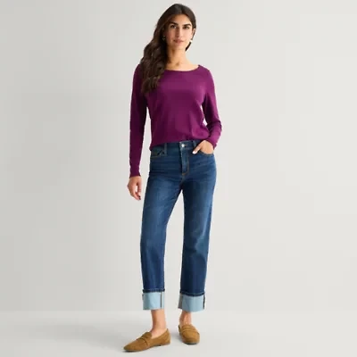 St. John's Bay Womens Tall High Rise Straight Leg Jean