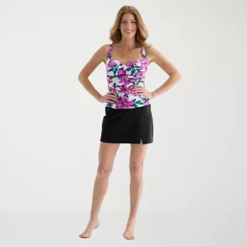 Liz Claiborne Womens Floral Tankini Swimsuit Top