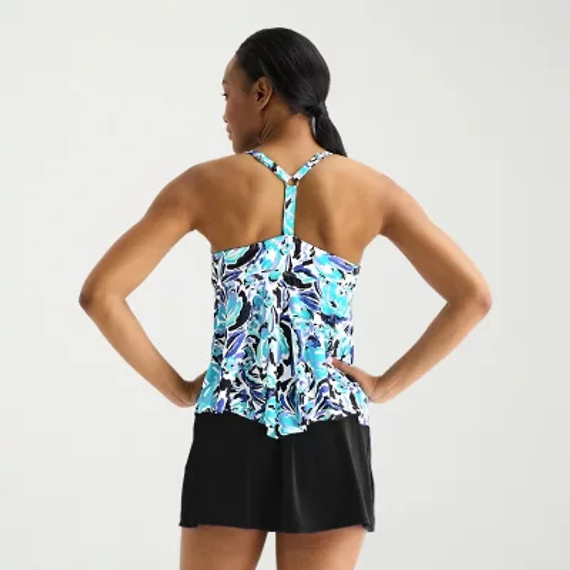Sonnet Shores Womens Lined Floral Tankini Swimsuit Top