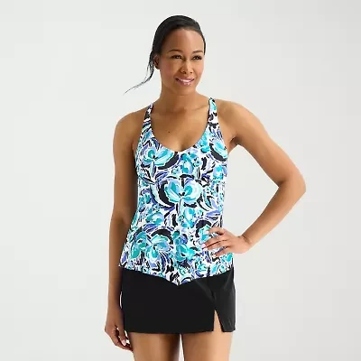 Sonnet Shores Womens Lined Floral Tankini Swimsuit Top