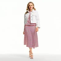 Liz Claiborne Denim Cropped Womens Lightweight Jacket