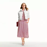 Liz Claiborne Denim Cropped Womens Lightweight Jacket