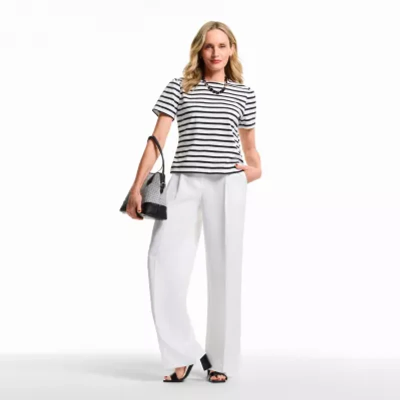 Liz Claiborne Womens Crew Neck Short Sleeve T-Shirt