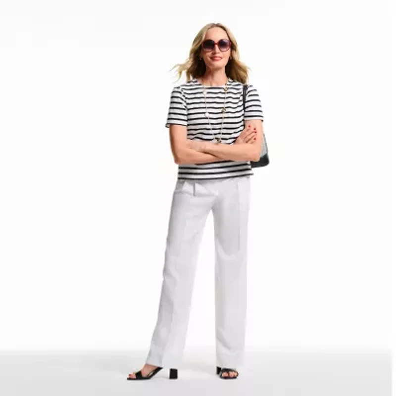 Liz Claiborne Womens Crew Neck Short Sleeve T-Shirt