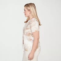 Alfred Dunner Natural Wonder Womens Crew Neck Short Sleeve T-Shirt